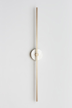 Grand Stick large contemporary wall light in satin-finish brass and alabaster - Wall lights by Matlight