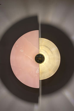 Levante adjustable wall sconce in brushed brass and pink onyx