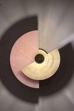 Levante adjustable wall sconce in brushed brass and pink onyx