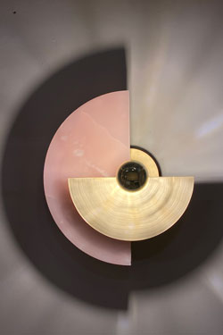 Levante adjustable wall sconce in brushed brass and pink onyx