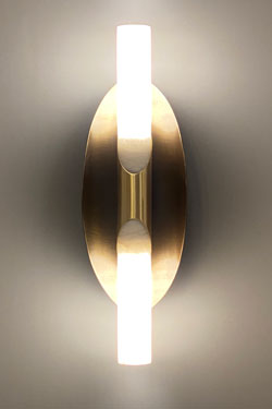Manta wall lamp in alabaster, bronze and satin brass