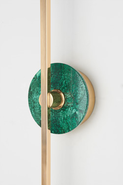 Stick contemporary wall lamp in  brass and  green marble