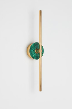 Stick contemporary wall lamp in  brass and  green marble - Wall lights by Matlight