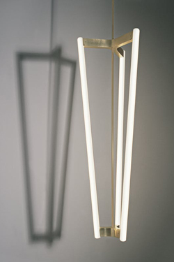 Satin brass pendant 3 tubes 100 cm Tube Chandelier - Pendants by Michael Anastassiades