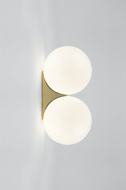 Polished Brass and White Globe Wall Lamp Single Sconce