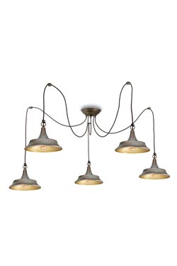 Atelier suspension 3 lumières en laiton vieilli