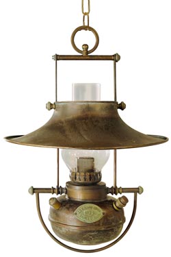 Oil lamp pendant in patinated brass - Chalet chic by Moretti Luce