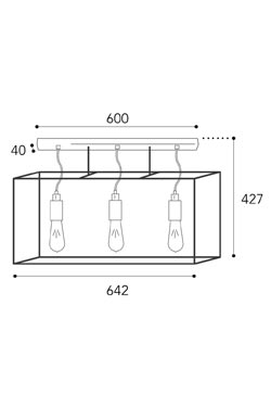 Cubic plafonnier 3 lumières en laiton vieilli