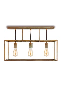 Cubic plafonnier 3 lumières en laiton vieilli - Plafonnier by Moretti Luce
