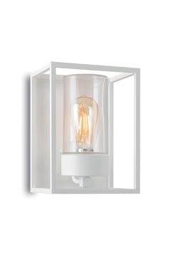 Cubic3 applique d'extérieur blanche et verre opale 