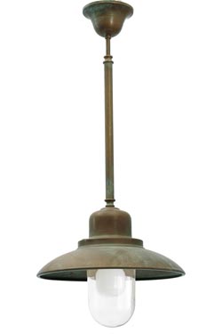 Hanging lamp on exterior rod in aged brass - Exterior pendants by Moretti Luce