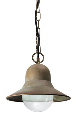 Exterior pendant light in aged brass bell shape - Exterior pendants by Moretti Luce