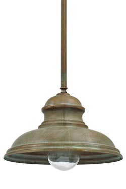 Suspension on outdoor rod on aged brass rod - Exterior pendants by Moretti Luce