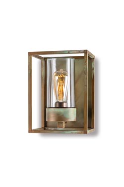 Cubic large wall lamp in antique brass lantern - Exterior wall lights by Moretti Luce