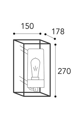 Cubic wall-mounted outdoor lantern in aged nickel