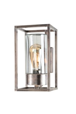 Cubic wall-mounted outdoor lantern in aged nickel - Exterior wall lights by Moretti Luce
