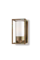Cubic outdoor lantern wall lamp in aged brass - Exterior wall lights by Moretti Luce