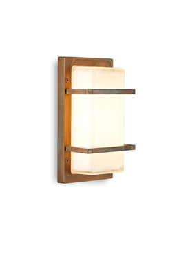 Ice Cubic outdoor wall lamp rectangle antique brass finish - Exterior wall lights by Moretti Luce