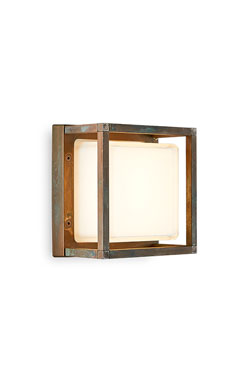 Ice Cubic outdoor wall lamp with antique brass frame - Exterior wall lights by Moretti Luce
