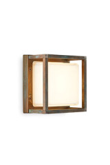 Ice Cubic outdoor wall lamp with antique brass frame - Exterior wall lights by Moretti Luce