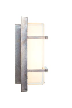 Ice Cubic rectangular outdoor wall lamp, nickel finish