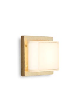 Ice Cubic square outdoor wall lamp in antique brass