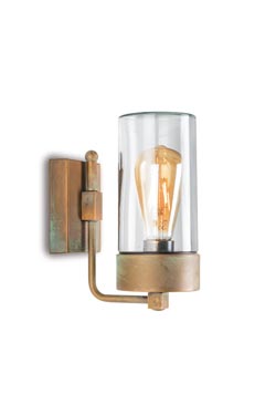 Silindar wall light in aged brass and transparent glass - Exterior wall lights by Moretti Luce