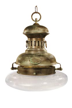Galleon suspension verre à l'ancienne et laiton patiné - Marine by Moretti Luce
