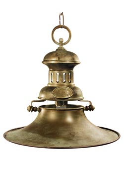 Flared pendant light in patinated brass - Nautical by Moretti Luce