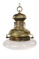 Galleon hanging lamp with old glass and patinated brass - Nautical by Moretti Luce