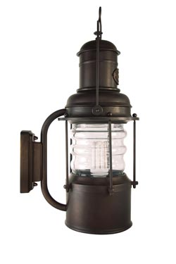 Large cylindrical marine lantern sconce in burnished brass - Nautical by Moretti Luce