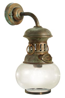 Wind antique glass and patinated brass wall light - Nautical by Moretti Luce
