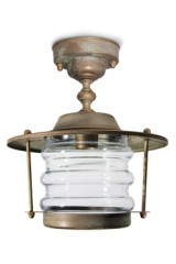 Onda plafonnier d'extérieur lanterne en laiton vieilli style campagne - Plafonnier d'extérieur by Moretti Luce