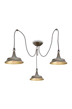 Atelier pendant 3 lights in aged brass - Pendants by Moretti Luce