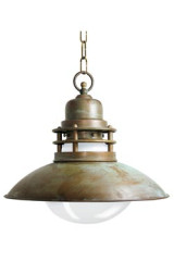 Taverna large marine pendant lamp in aged brass and opal glass - Pendants by Moretti Luce