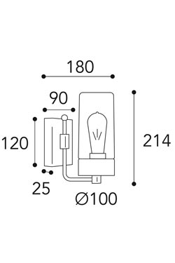 Silindar applique d'extérieur en laiton vieilli et verre transparent