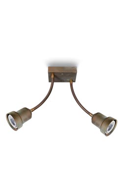 Silene wall lamp 2 spots in aged brass - Spotlights by Moretti Luce