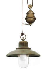Suspension monte-et-baisse en laiton vieilli  - Suspension by Moretti Luce