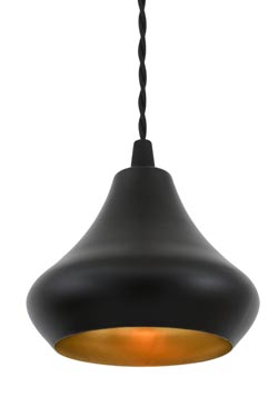 Amina suspension industrielle en cloche noire et or - Suspension by Mullan