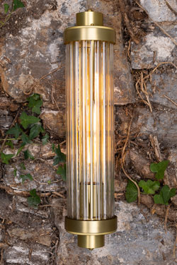 Applique de salle de bains rétro en cylindre doré et verre Louise