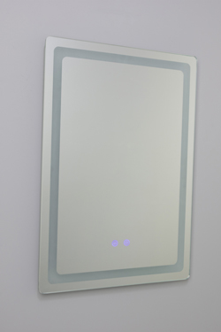 Rectangular illuminated mirror, with touch controls on the mirror Seia