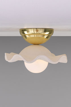 Rivale wavy and grooved ceramic ceiling light