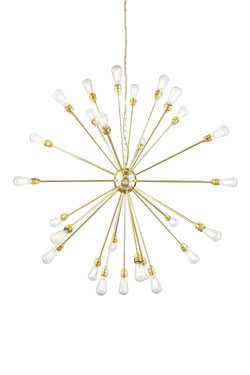 Sputnik 29-light golden chandelier Nagano - Chandeliers by Mullan