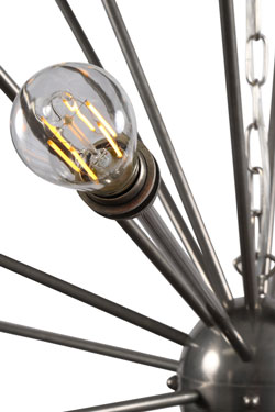 Sputnik 29-light silver chandelier Nagano