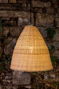 Altus 40cm outdoor pendant in natural rattan - Exterior pendants by Mullan