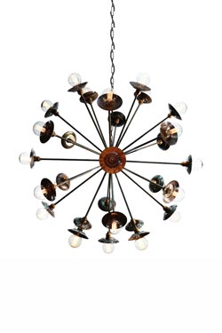Grand lustre Tokyo en laiton antique 29 lumières - Lustre by Mullan