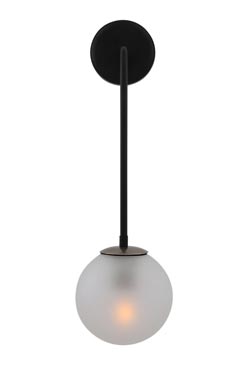Newport applique noire avec boule en verre dépoli