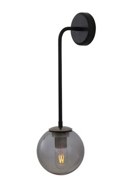 Newport applique noire avec boule en verre dépoli