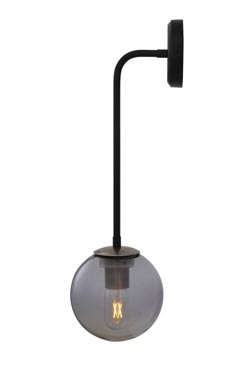 Newport applique noire avec boule en verre dépoli