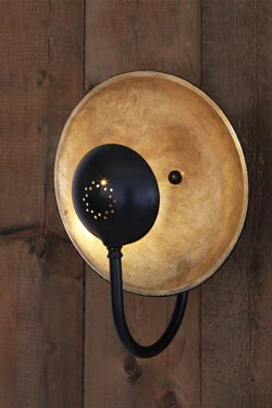 Orebro applique ronde industrielle noire et dorée